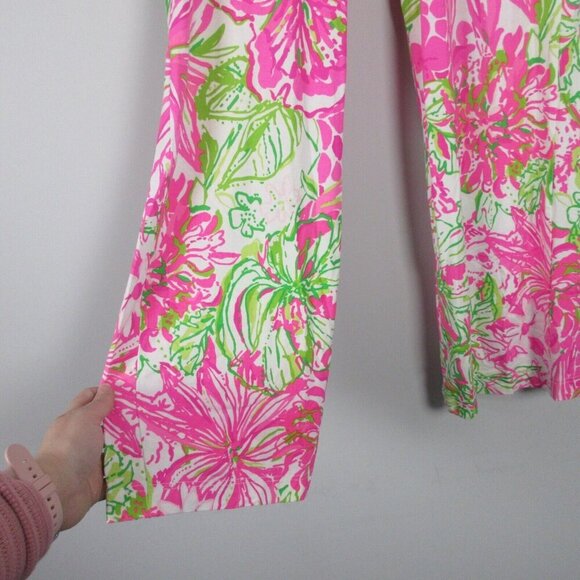 Lilly Pulitzer Georgia May Palazzo Pants Women Pink Floral Summer Pull On XS 254 - Picture 4 of 11